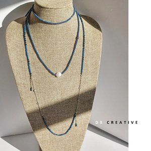 Crystal beads with freshwater pearl and Shamballa beads necklace